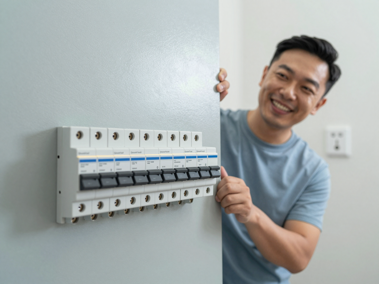 Residential circuit breaker panel with safety devices